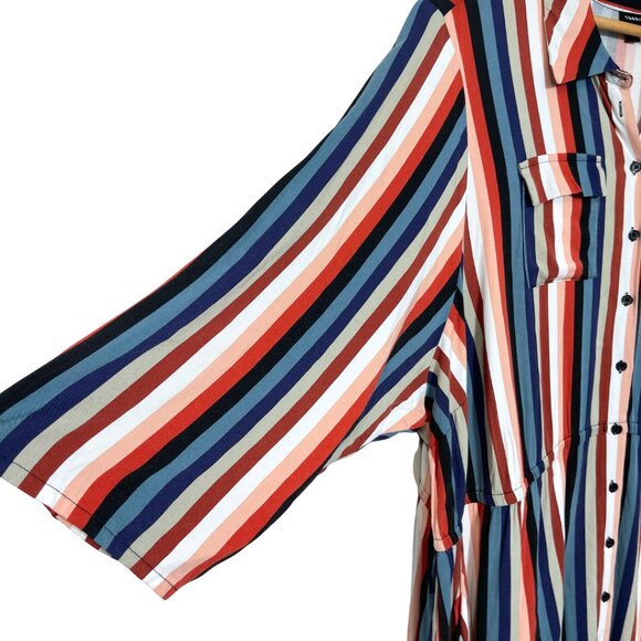 Torrid Button Front Challis Shirt Dress Size 5X Striped Business Casual Office - Picture 4 of 15